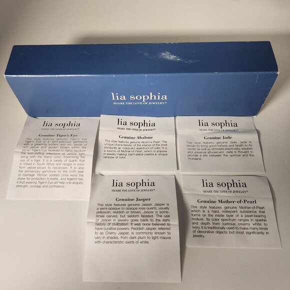 Lia Sophia Maggie Long Necklace Natural Stones on Gold Tone Chain Colorful *NIB* - Picture 9 of 9